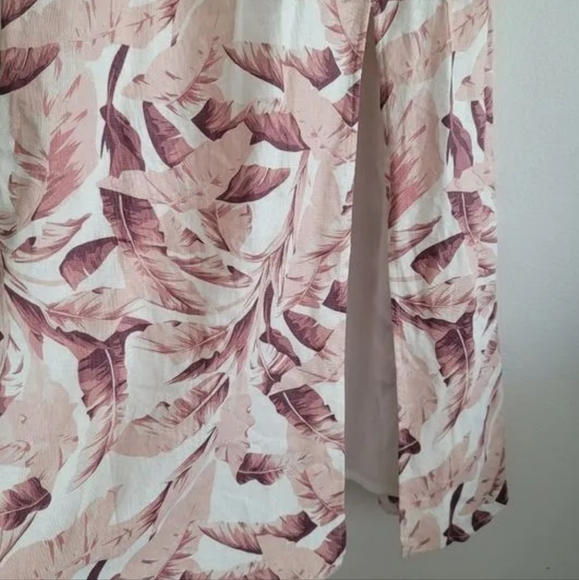 House of Harlow 1960 Linen Blend Smocked Tropical Midi Dress - Picture 10 of 12